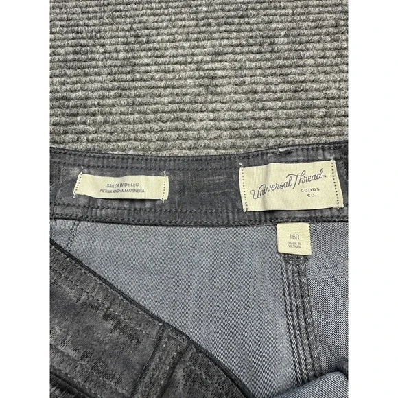 Universal Thread Pants Womens 16R Gray High Rise Sailor Wide Leg Relaxed Stretch - Picture 4 of 7